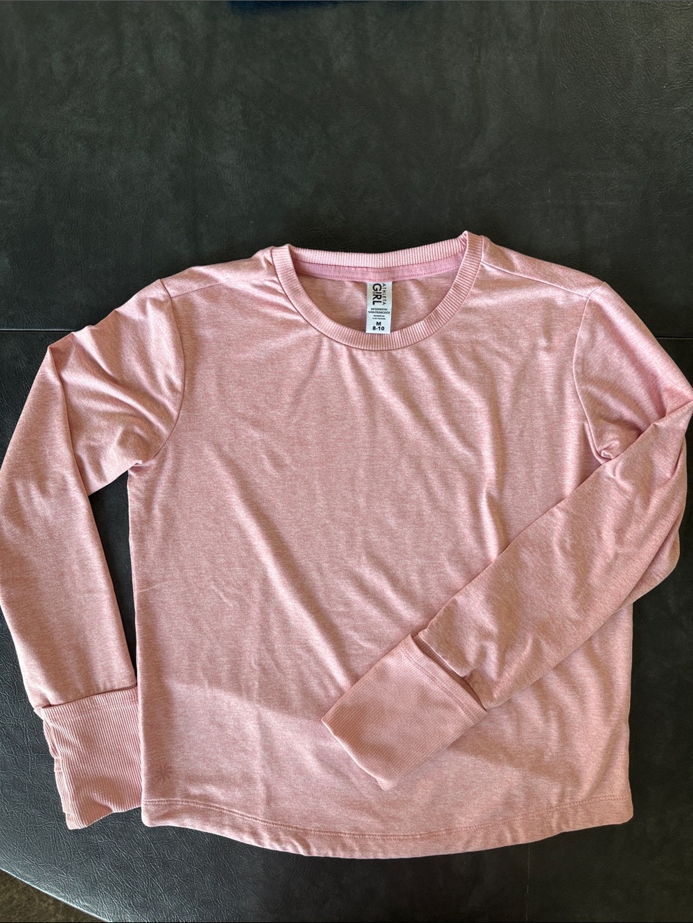 Athleta Girl Light Peachy Pink Crewneck Long Sleeve Top - Girls M 8-10